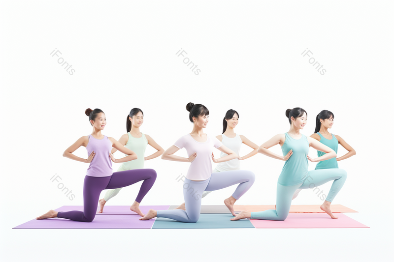 五人白底女人女性健身减肥瑜伽冥想热身健康养生摄影,高清,摄影图,摄影图片,图片大全,摄影图免费下载